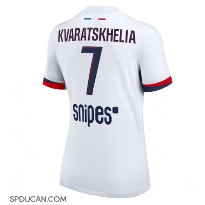 Zenski Nogometni Dres Paris Saint-Germain Khvicha Kvaratskhelia #7 Gostujuci 2025-26 Kratak Rukav Zenski Nogometni Dres Paris Saint-Germain Khvicha Kvaratskhelia #7 Gostujuci 2025-26 Kratak Rukav
